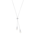 Originally Y Necklace, White, Rhodium plating