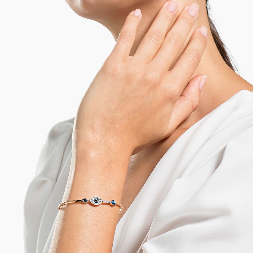 swarovski symbolica bangle  evil eye  blue  mixed metal finish