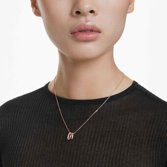 swarovski hyperbola pendant  mixed cuts  white  18k rose gold finish