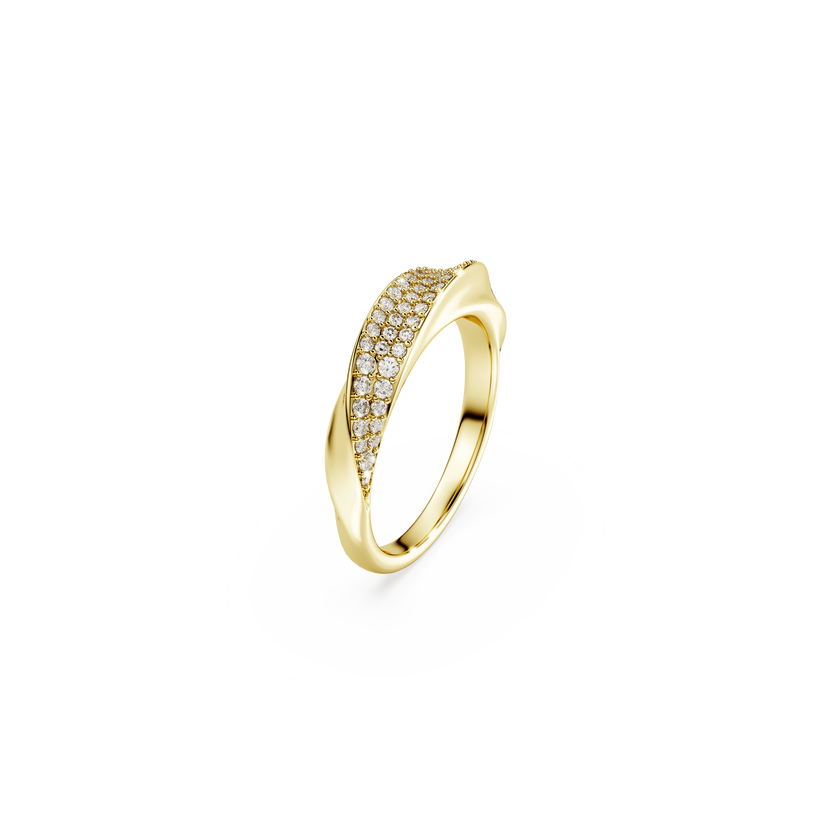 swarovski classica band ring  round cut  white  sterling silver  18k gold finish