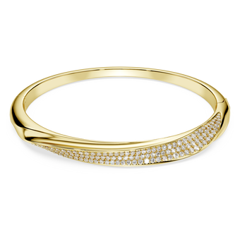 swarovski classica bangle  round cut  white  sterling silver  18k gold finish
