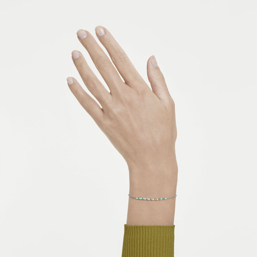 swarovski matrix bracelet  round cut  green  rhodium plated