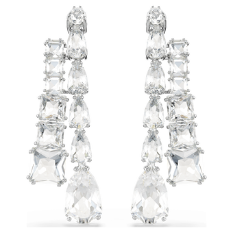 swarovski matrix drop earrings  mixed cuts  white  rhodium plated