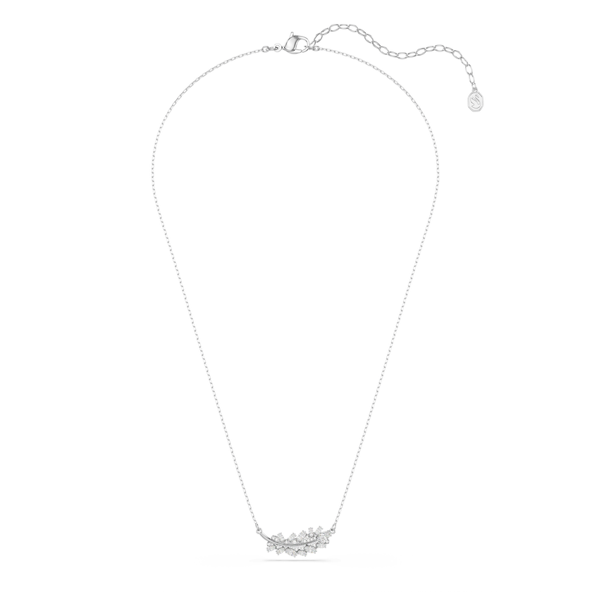 swarovski vienna pendant  mixed cuts  feather  white  rhodium plated