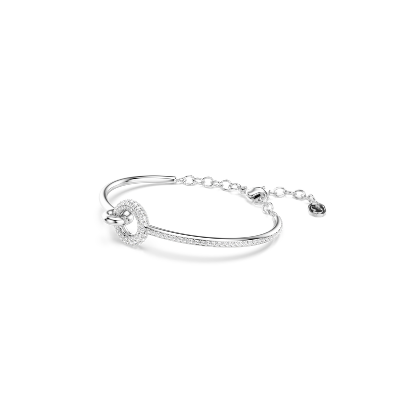 swarovski dextera bangle  round cut  white  rhodium plated